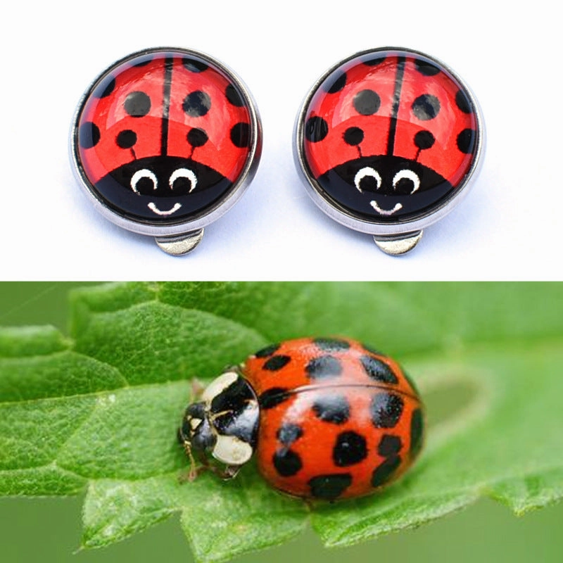 Wholesale Seven-spotted ladybug polka dot girl stainless steel ear clip
