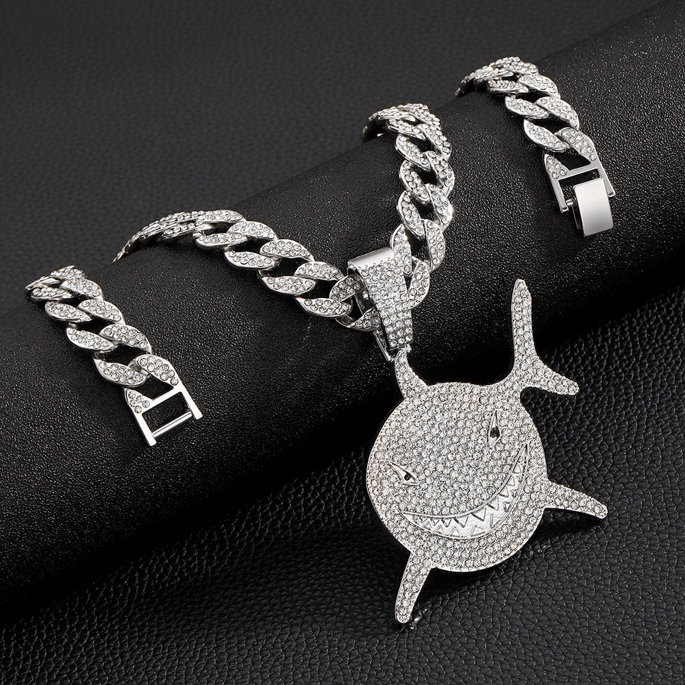 Wholesale Shark Pattern Alloy Pendant Hip Hop Men's Cuban Chain Necklace