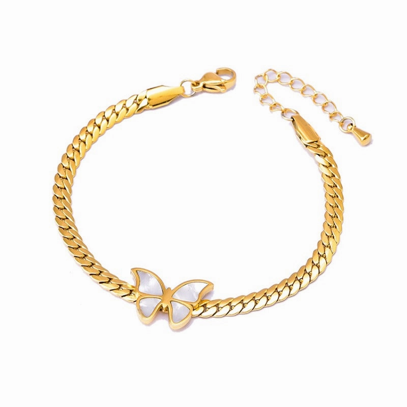 Wholesale Shell Butterfly Clavicle Chain Bracelet Short Gold Earrings Necklace Set