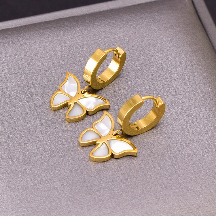 Wholesale Shell Butterfly Clavicle Chain Bracelet Short Gold Earrings Necklace Set