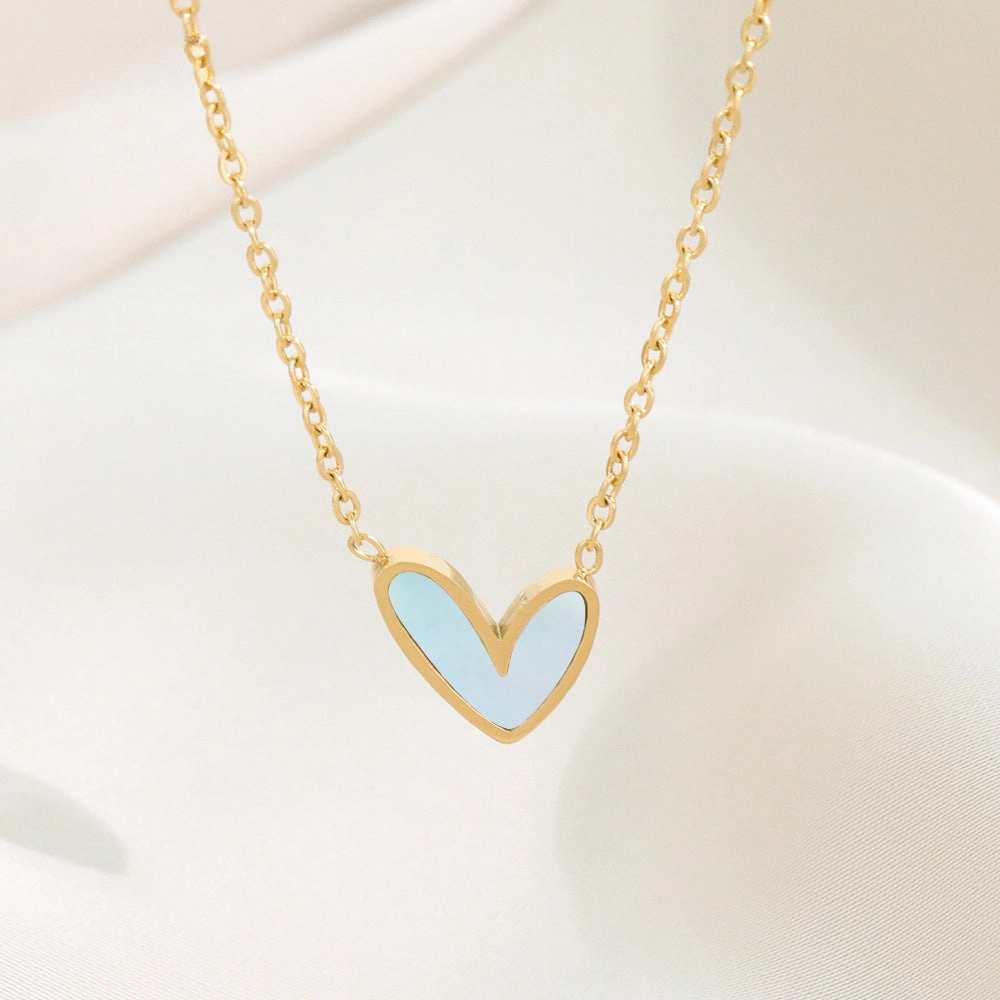 Wholesale Shell Love Titanium Steel Irregular Necklace Clavicle Chain