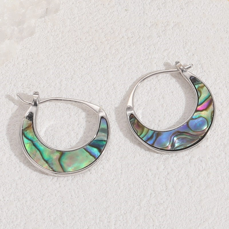 Wholesale Shell Moon Simple Copper Plated 14K Real Gold Earrings
