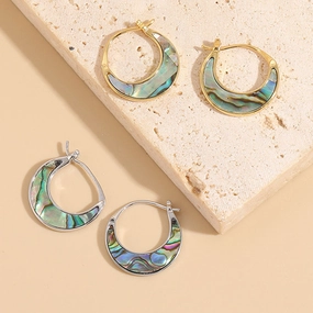 Wholesale Shell Moon Simple Copper Plated 14K Real Gold Earrings