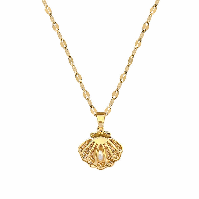 Wholesale Shell Pearl Titanium Steel Necklaces