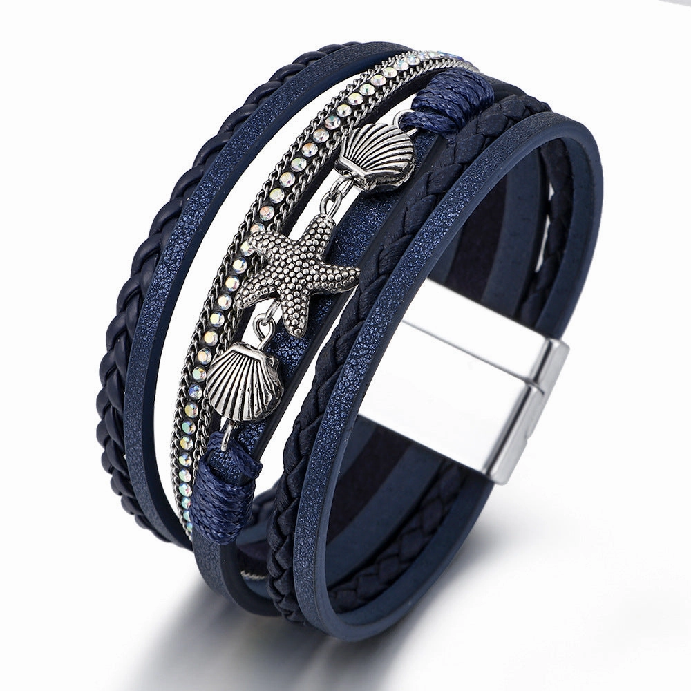Wholesale Shell Starfish Leather Bracelet