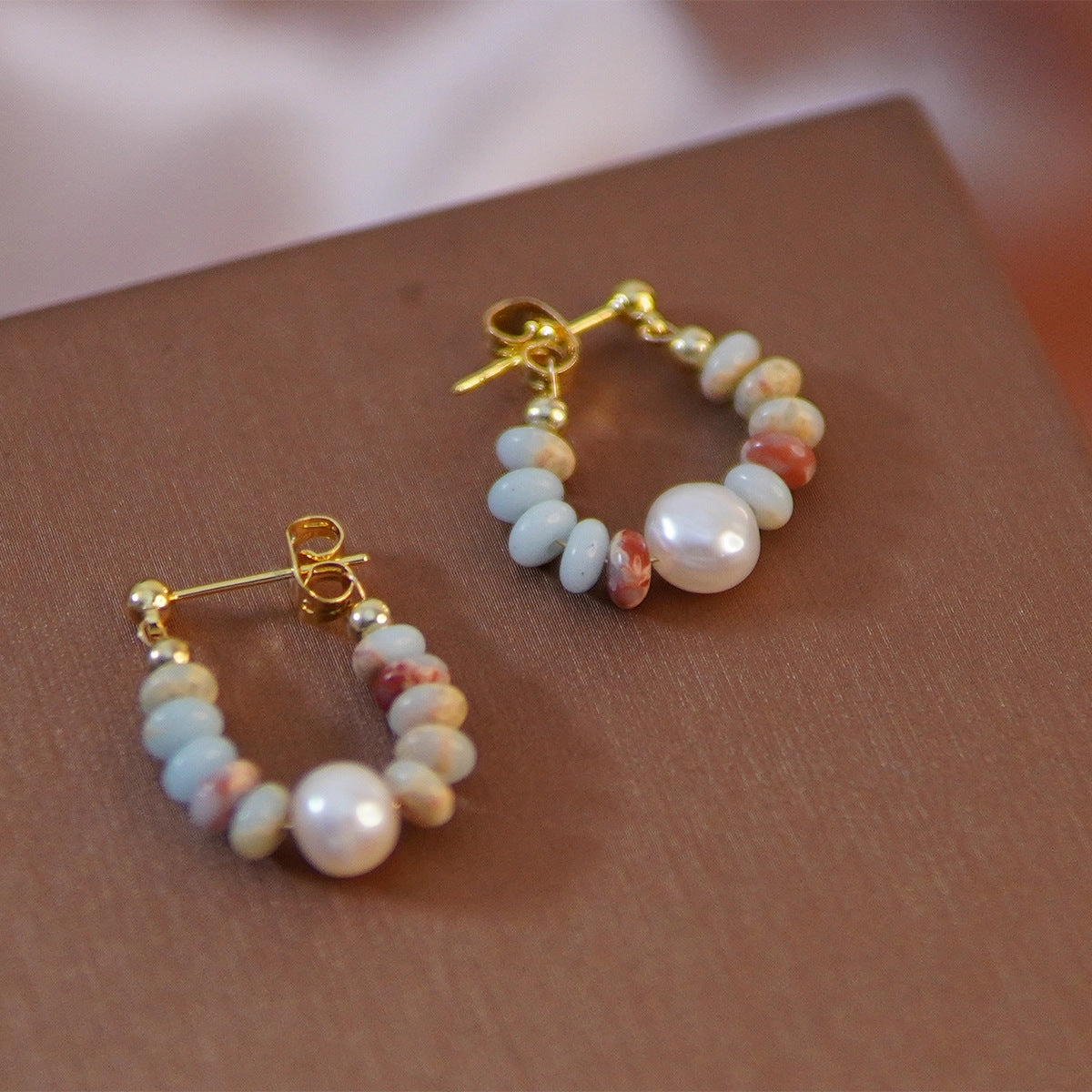 Wholesale Shoushan stone freshwater pearl earrings