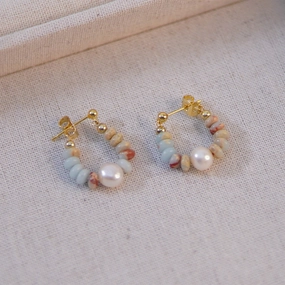 Wholesale Shoushan stone freshwater pearl earrings