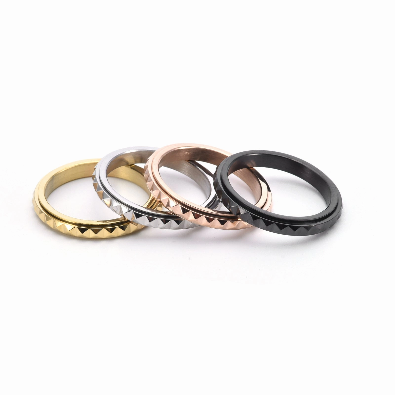 Wholesale Side Pyramid Rotatable Rings