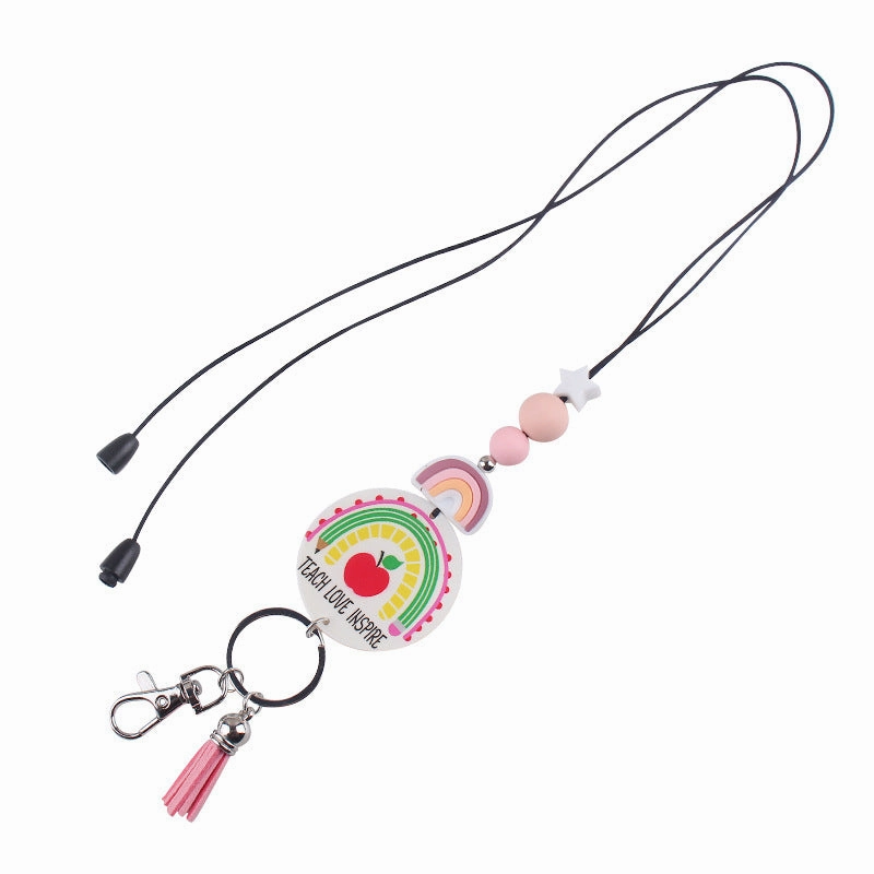 Wholesale Silicone Beaded Lanyard Certificate Necklace Key DIY acrylic sheet Keychain