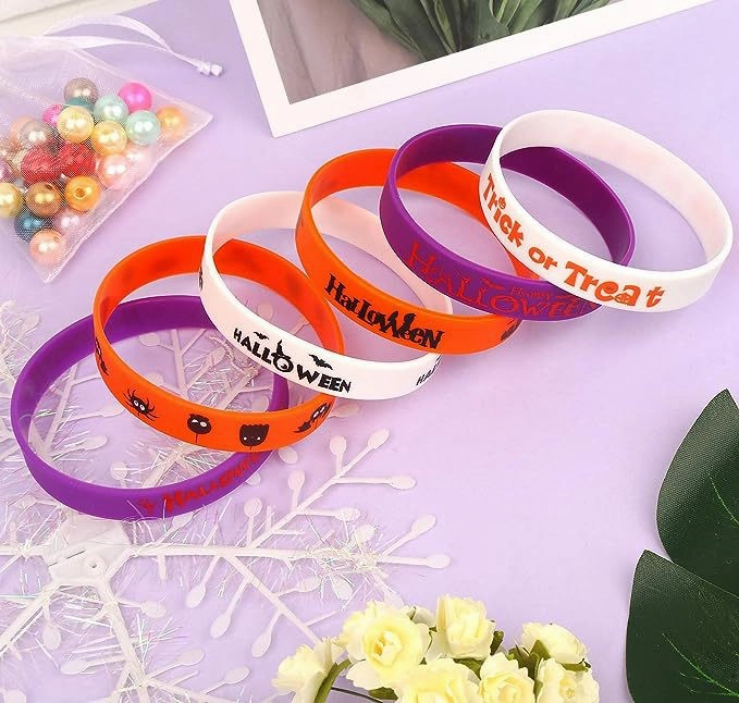 Wholesale Silicone Hallonween Ghost Skull Rubber Wristband 20pcs