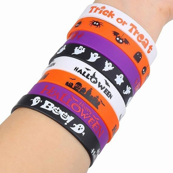 Wholesale Silicone Hallonween Ghost Skull Rubber Wristband 20pcs