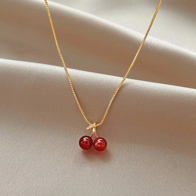Wholesale Silver and red cherry earrings