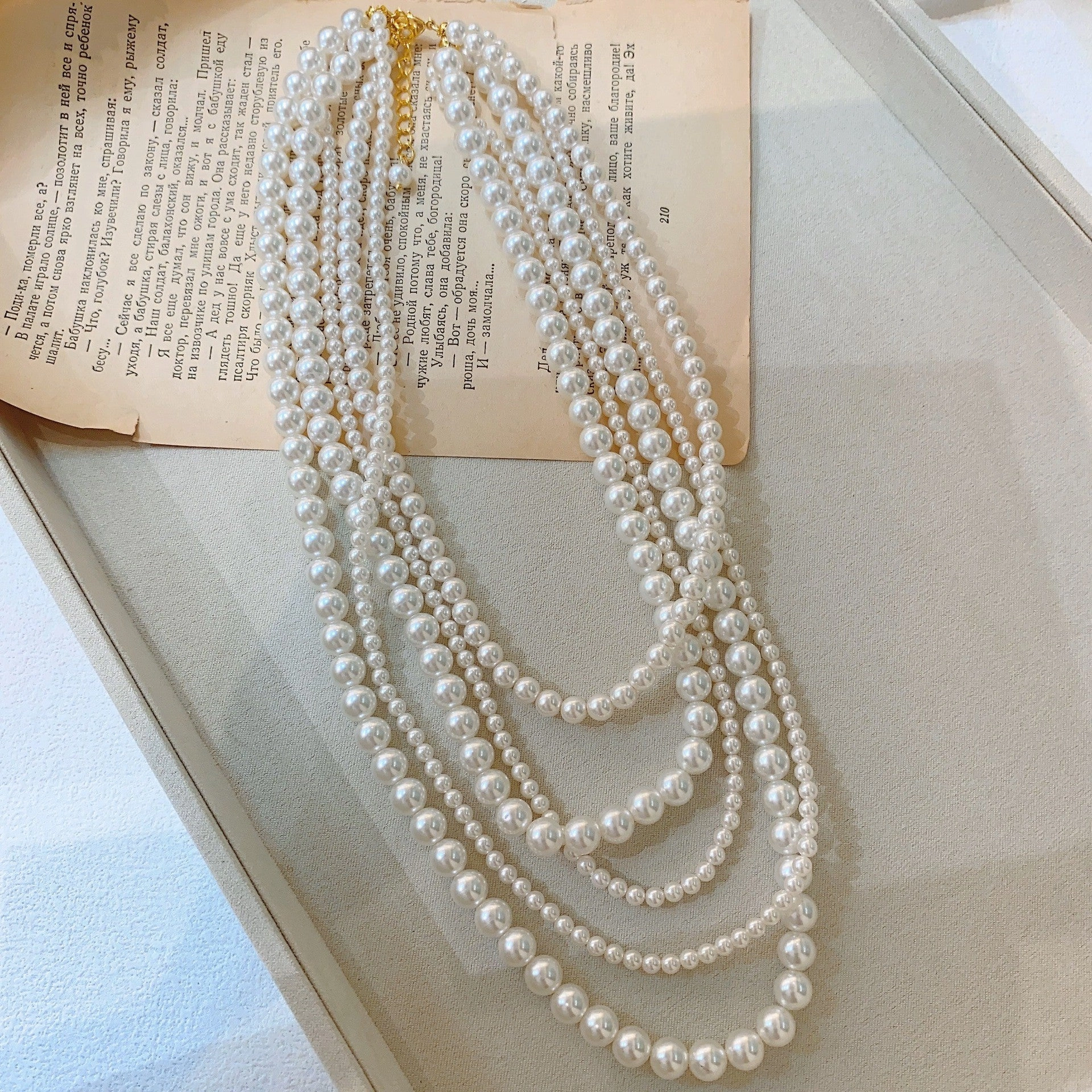 Wholesale Silver Grey Round Pearl Sweater Necklace