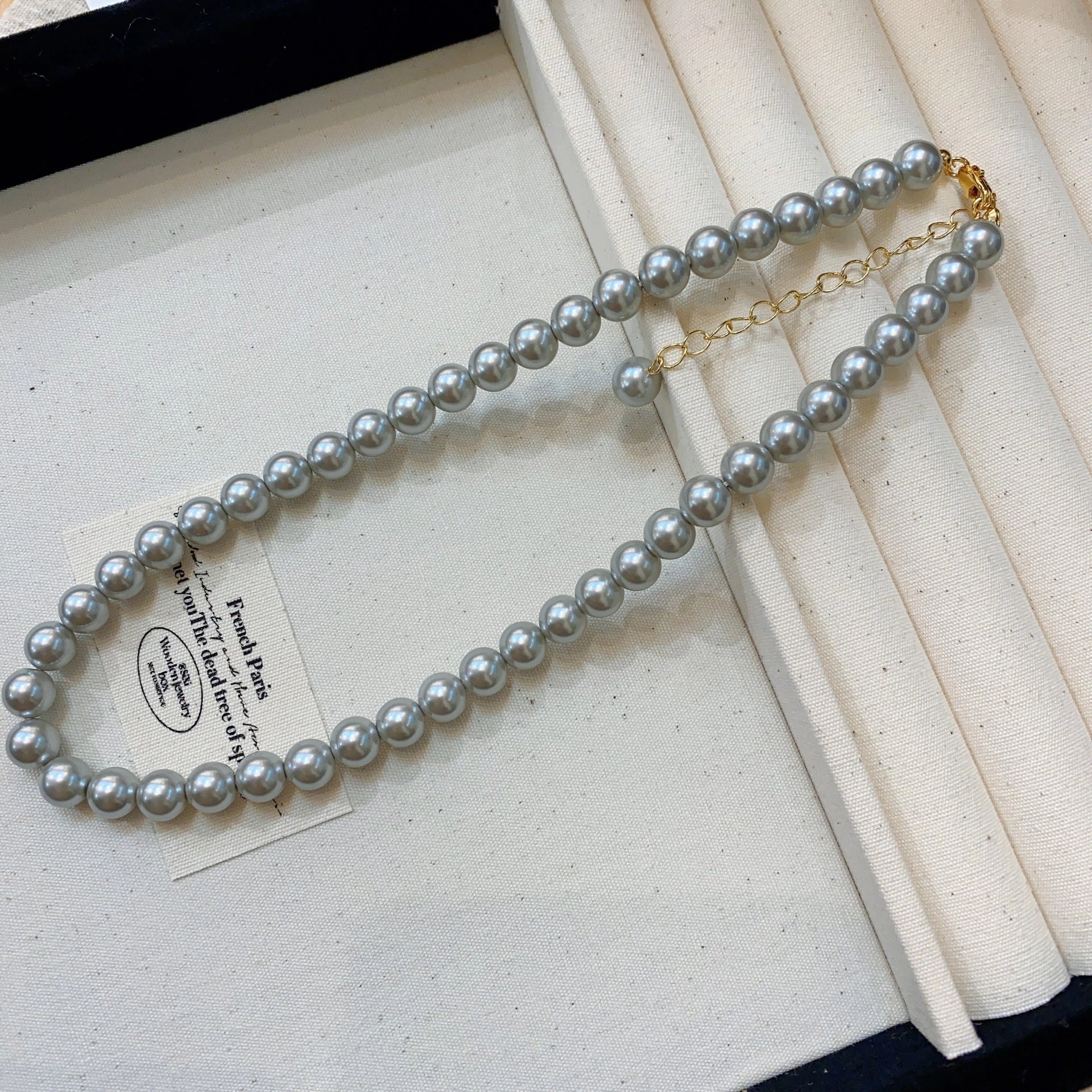 Wholesale Silver Grey Round Pearl Sweater Necklace