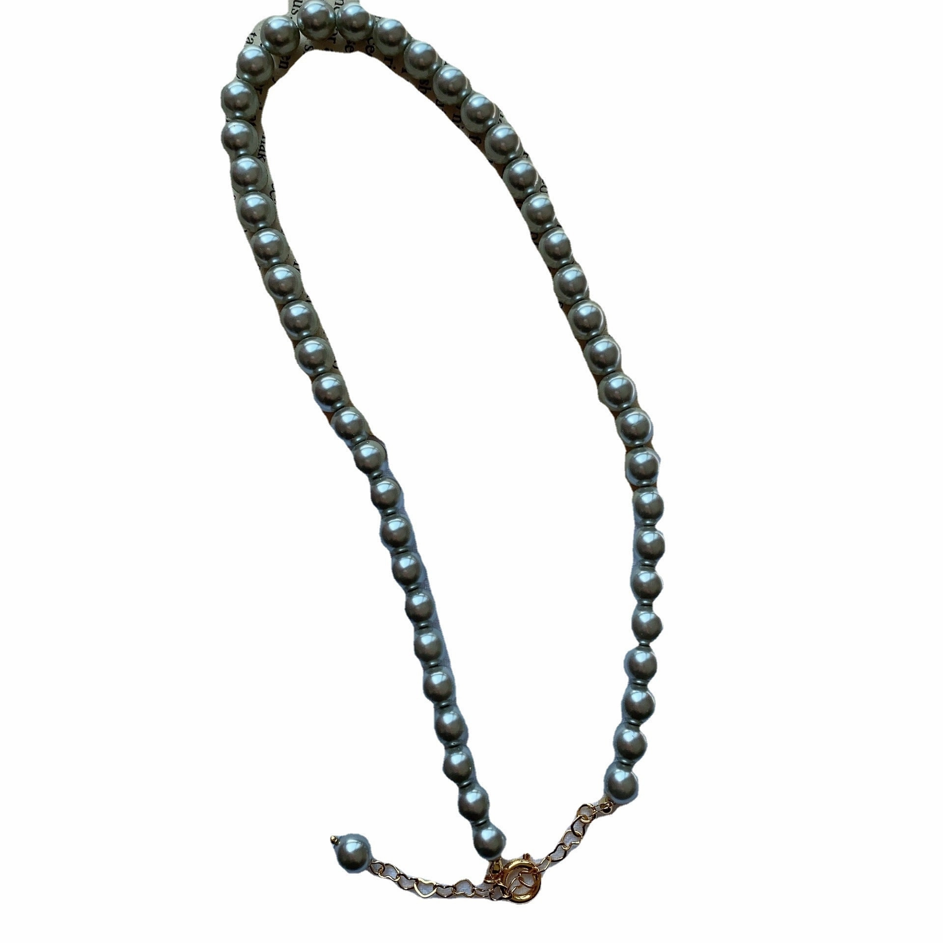 Wholesale Silver Grey Round Pearl Sweater Necklace