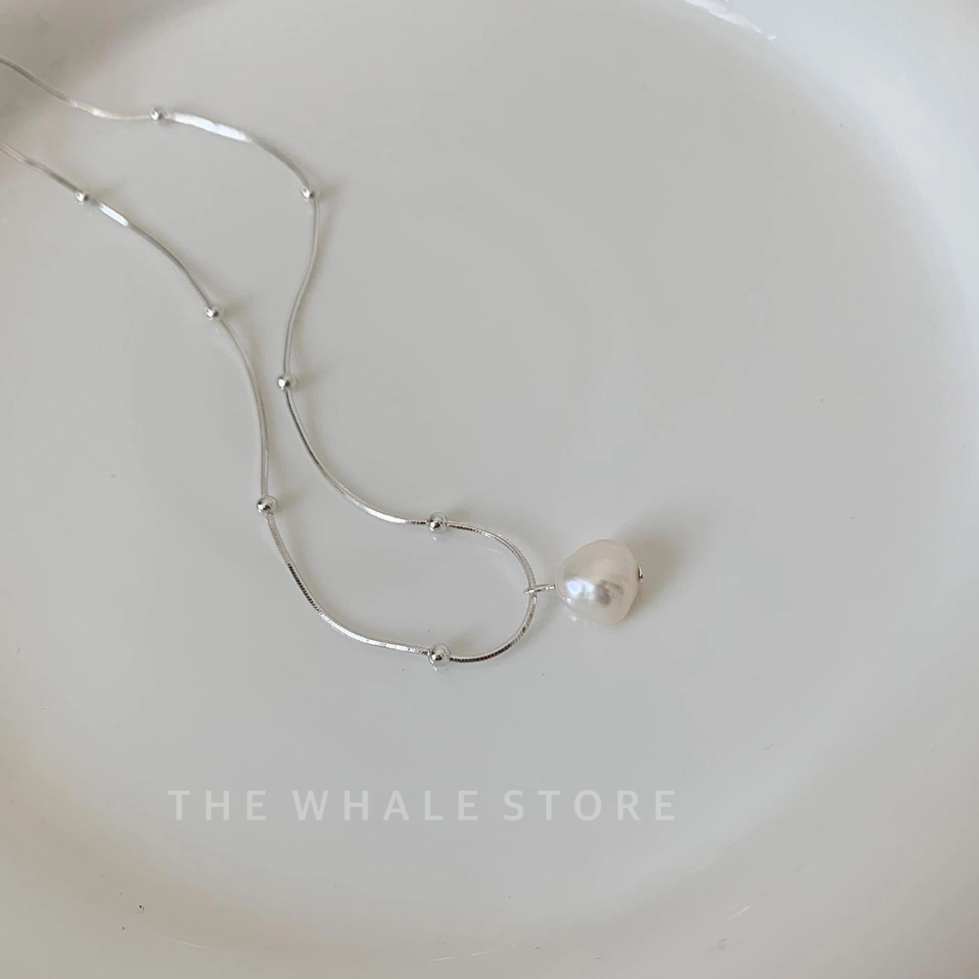 Wholesale Silver natural freshwater pearl necklace clavicle chain