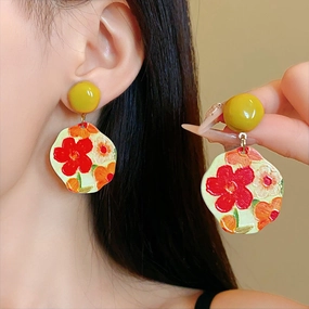 Wholesale Silver Needle Acrylic Irregular Flower Earrings