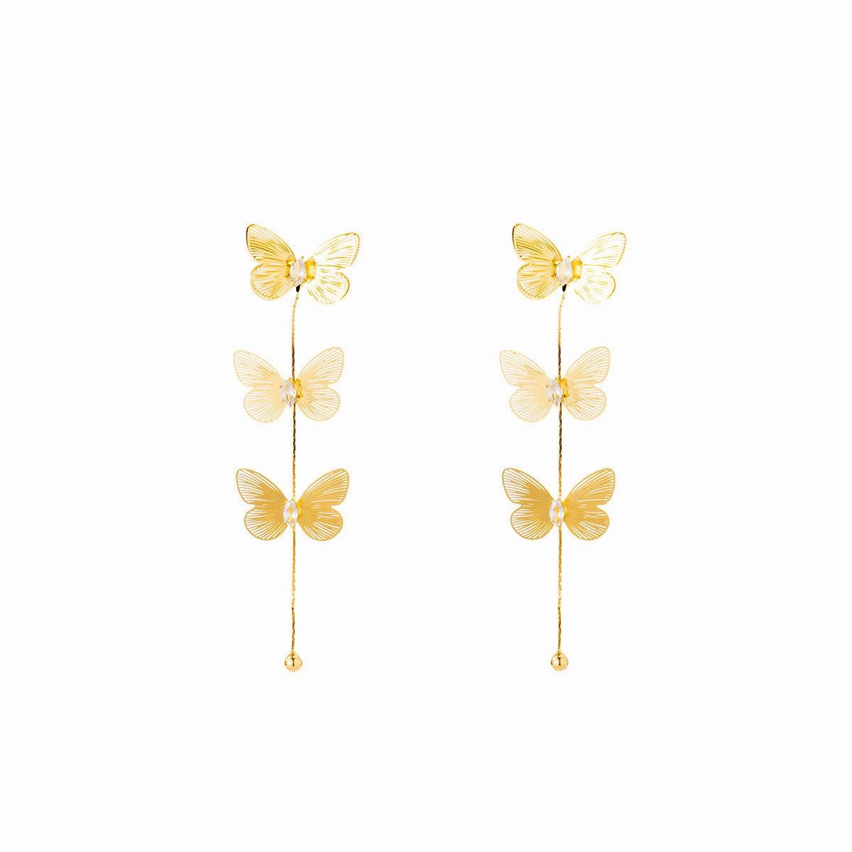 Wholesale Silver Needle Metal Style Three-Dimensional Bow Tassel Earrings