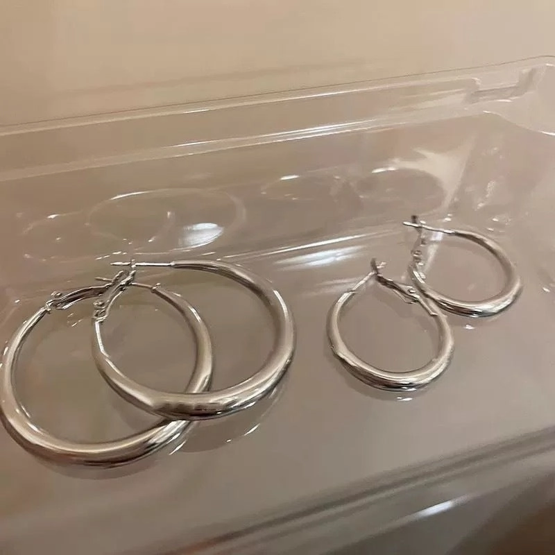 Wholesale Silver plain hoop earrings metal hoop earrings