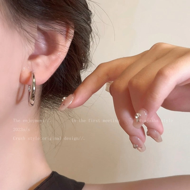 Wholesale Silver plain hoop earrings metal hoop earrings