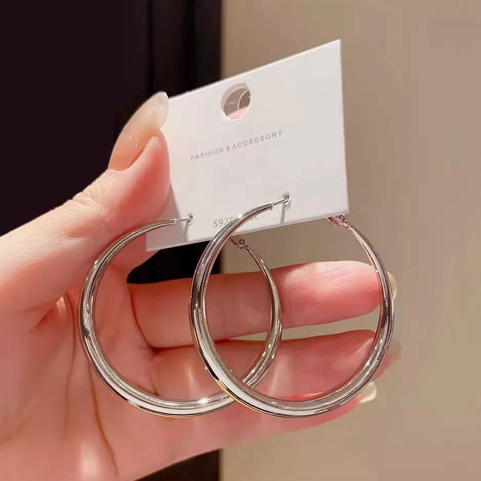 Wholesale Silver plain hoop earrings metal hoop earrings