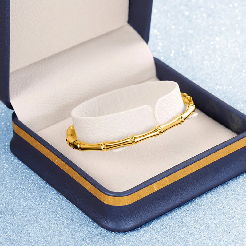 Wholesale Simple and Elegant Style Gold Bamboo Solid Stainless Steel Bracelet