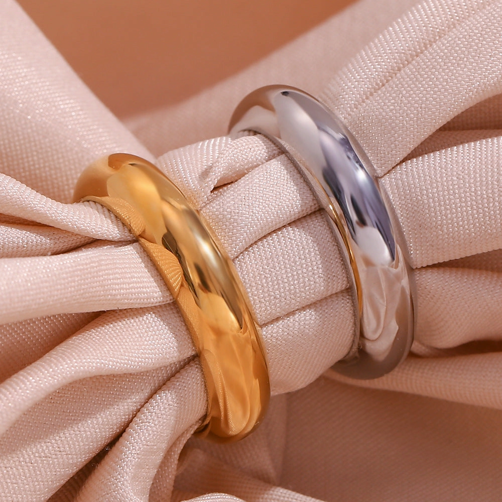 Wholesale Simple and Versatile Stainless Steel 18K Gold Plated Thick Plain Ring