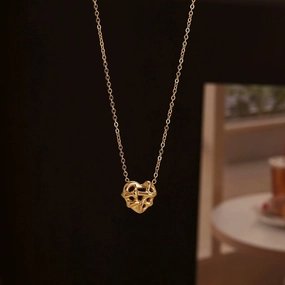 Wholesale Simple Braided Heart Titanium Steel Necklace