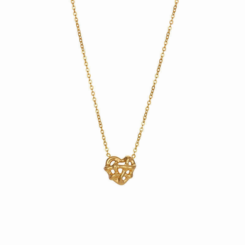 Wholesale Simple Braided Heart Titanium Steel Necklace