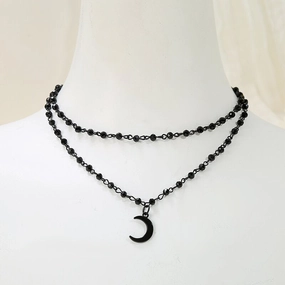 Wholesale Simple Design Sense Niche Star Tassel Crescent Necklace