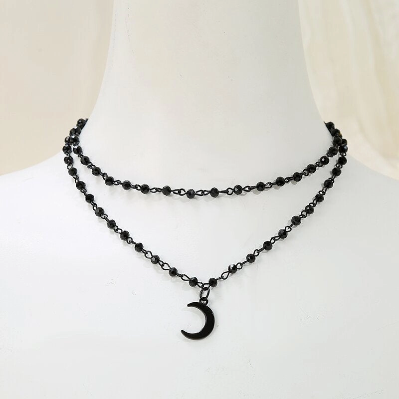 Wholesale Simple Design Sense Niche Star Tassel Crescent Necklace