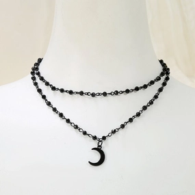Wholesale Simple Design Sense Niche Star Tassel Crescent Necklace