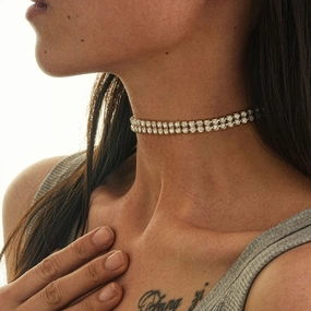 Wholesale simple double-layer rhinestone necklace adjustable collar necklace