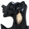 Wholesale Simple Earrings Metal Feather Frosted Leaf Pattern Earrings