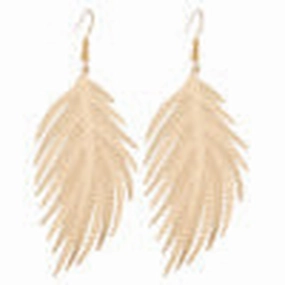 Wholesale Simple Earrings Metal Feather Frosted Leaf Pattern Earrings