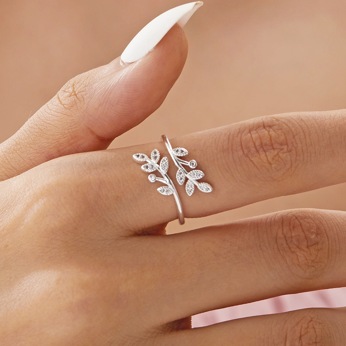 Wholesale Simple Fashion Open Adjustable Leaf Ring
