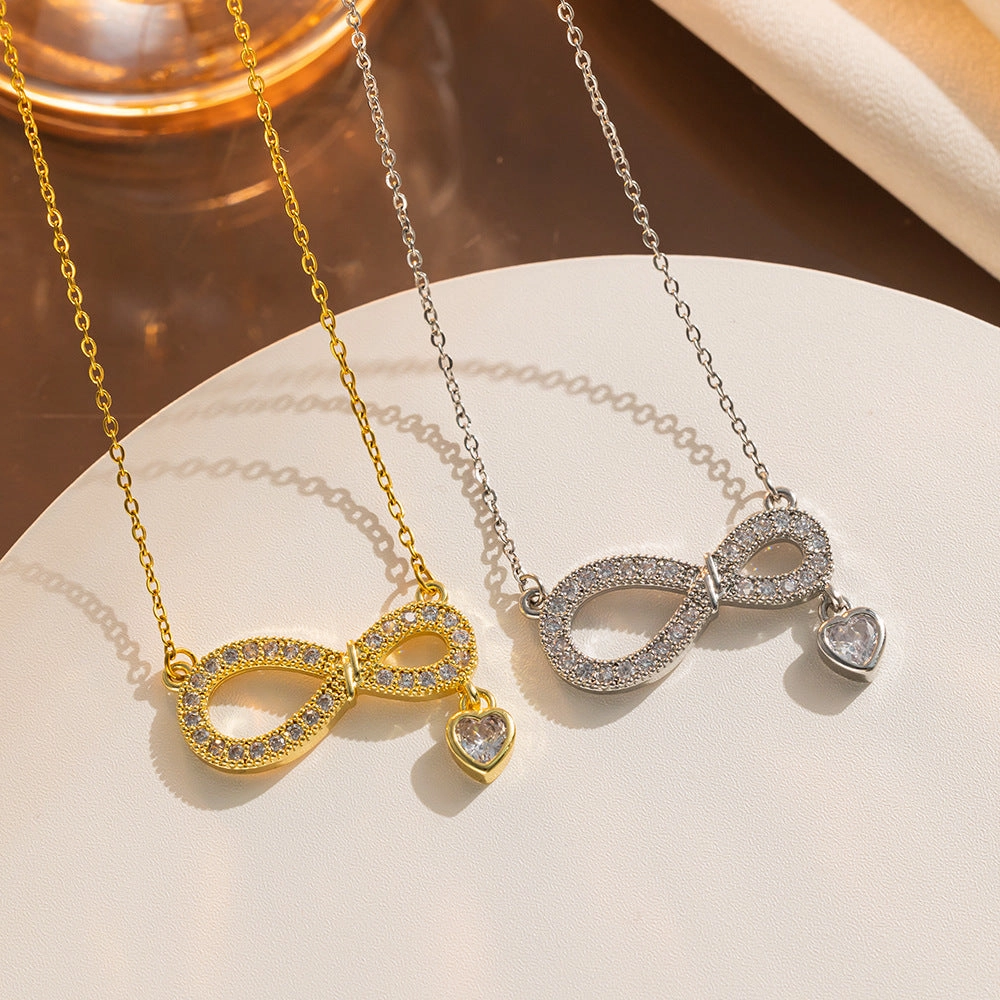 Wholesale Simple Fashion Personalized 8-shaped Love Micro-inlaid Zircon Necklace All-match Temperament Ladies Necklace Valentine's Day Gift