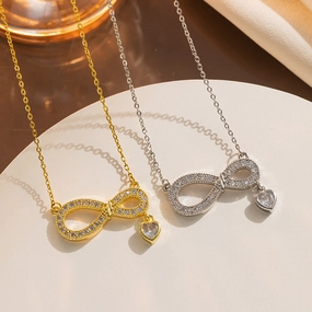 Wholesale Simple Fashion Personalized 8-shaped Love Micro-inlaid Zircon Necklace All-match Temperament Ladies Necklace Valentine's Day Gift