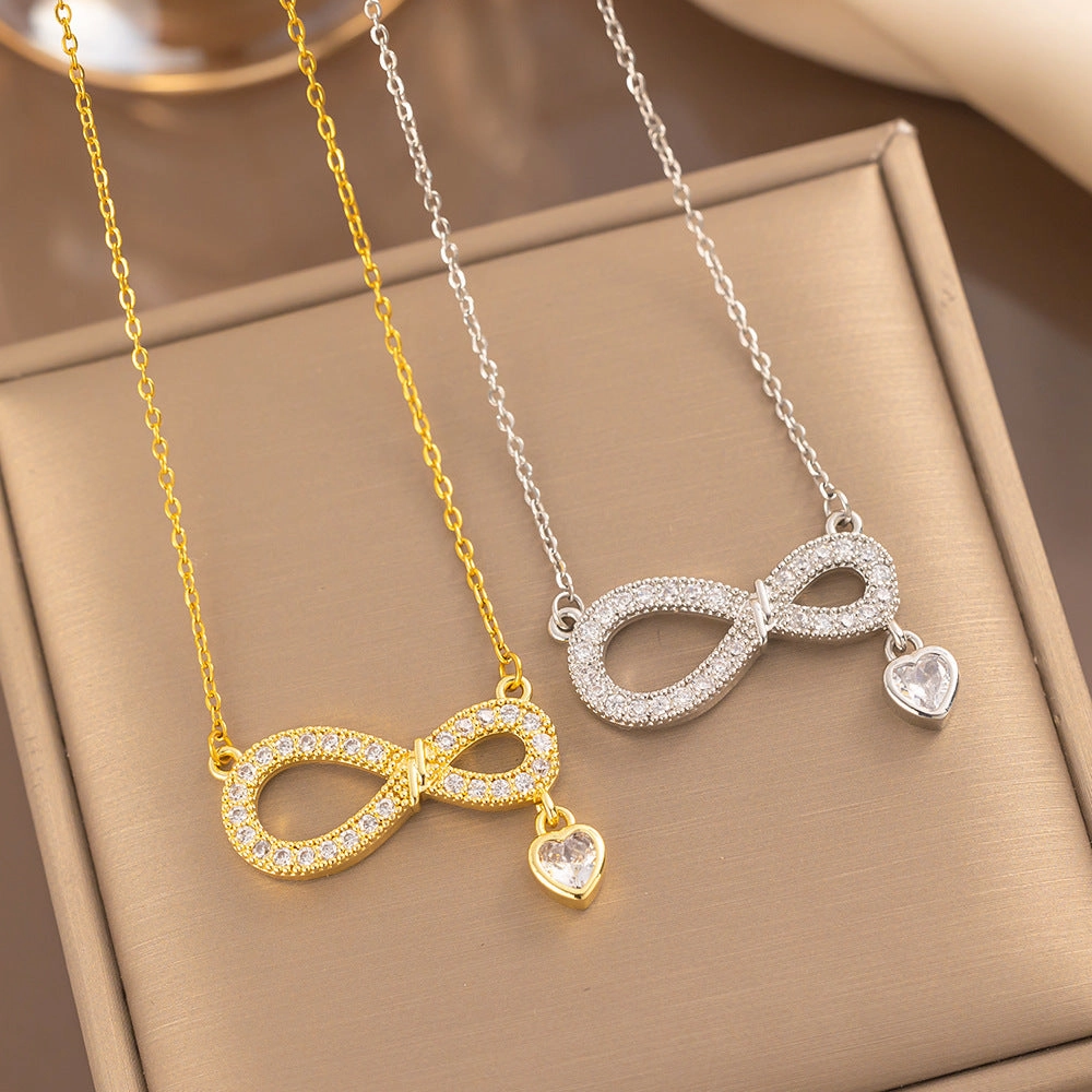 Wholesale Simple Fashion Personalized 8-shaped Love Micro-inlaid Zircon Necklace All-match Temperament Ladies Necklace Valentine's Day Gift