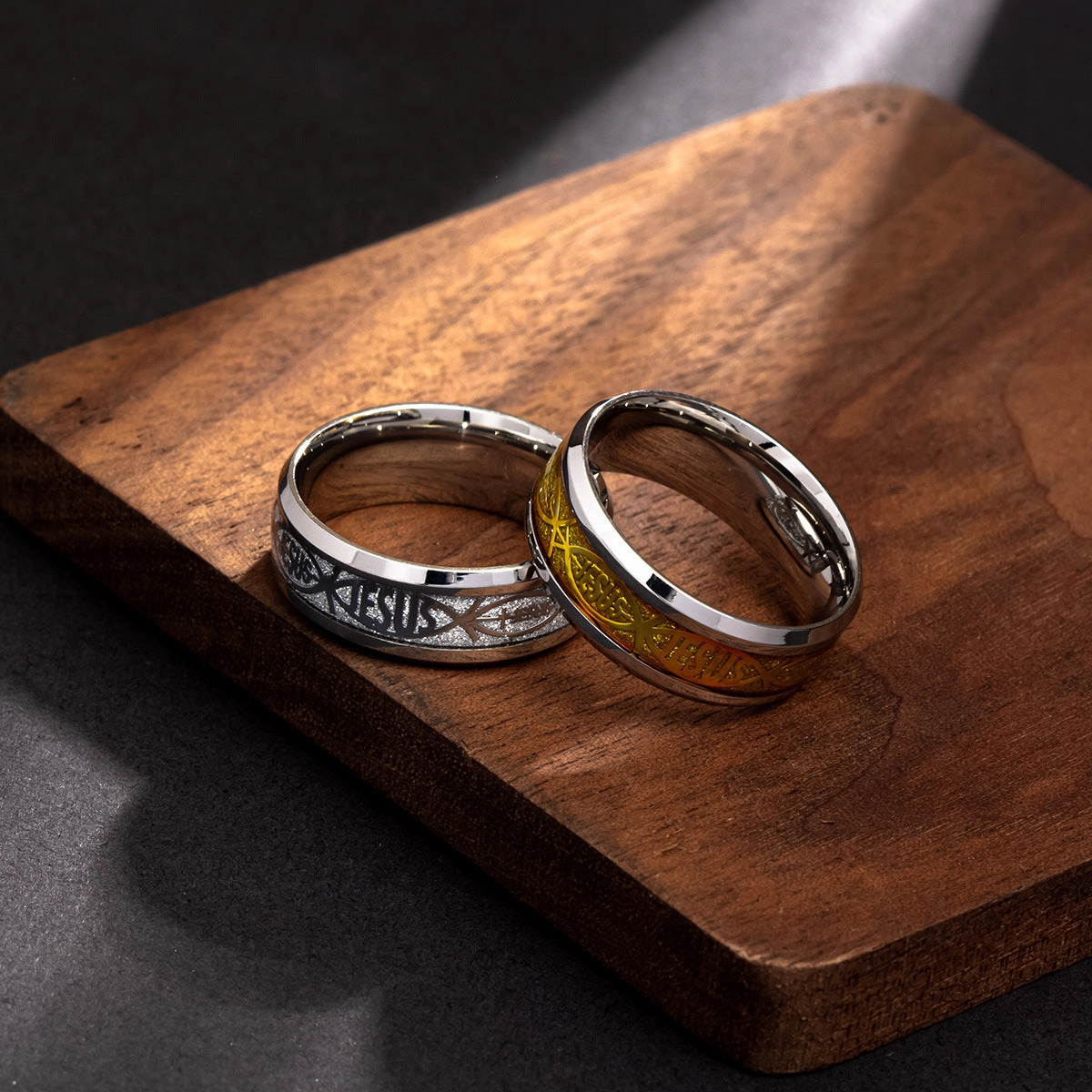 Wholesale Simple Fashion Printed Letters Titanium Steel Ring