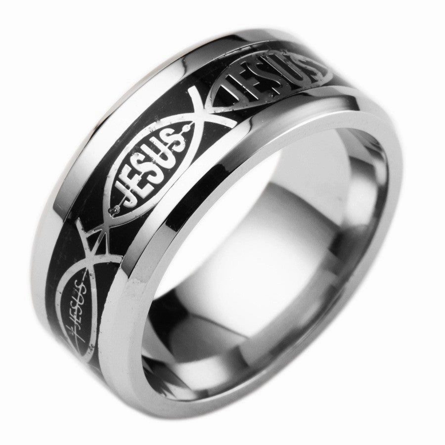 Wholesale Simple Fashion Printed Letters Titanium Steel Ring