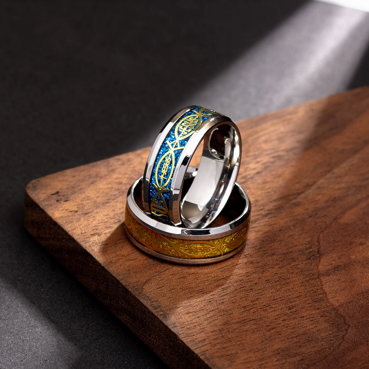 Wholesale Simple Fashion Printed Letters Titanium Steel Ring