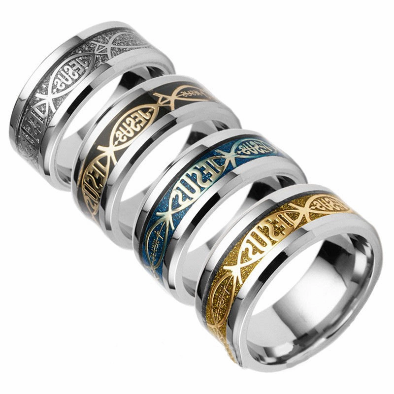 Wholesale Simple Fashion Printed Letters Titanium Steel Ring