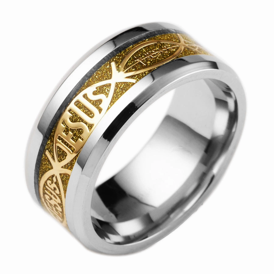 Wholesale Simple Fashion Printed Letters Titanium Steel Ring