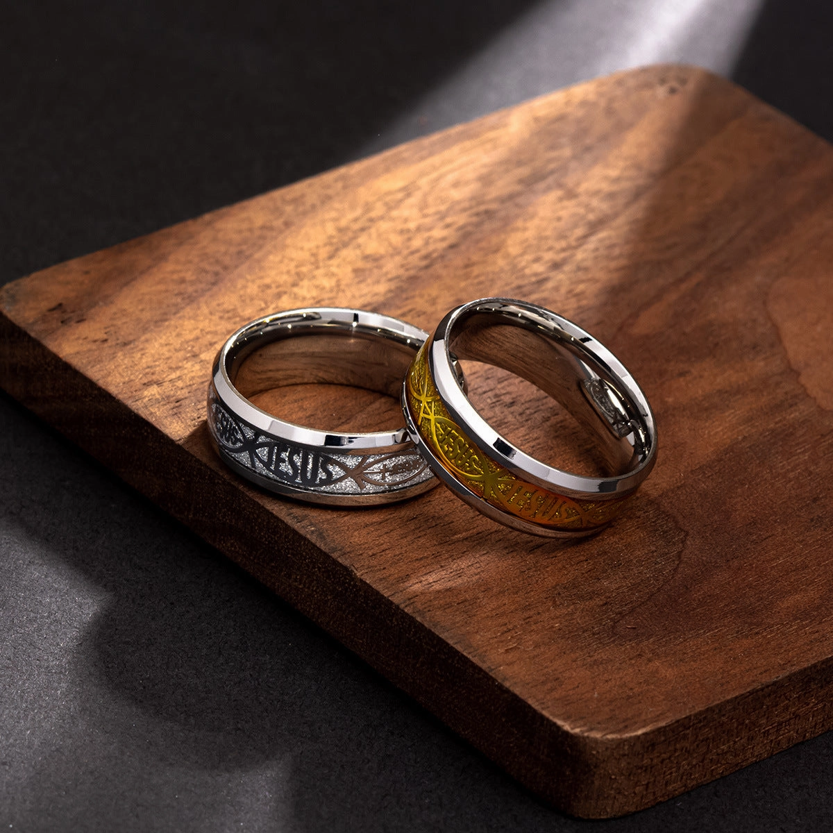 Wholesale Simple Fashion Printed Letters Titanium Steel Ring
