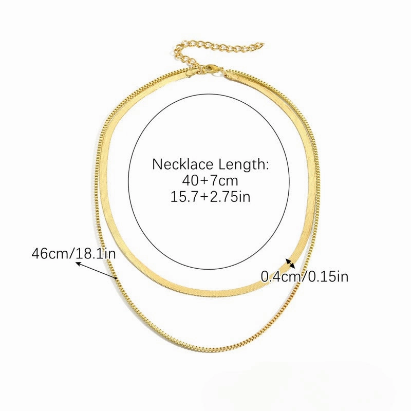 Wholesale Simple Flat Snake Chain Snake Bone Versatile Multi Layered Metal Necklaces