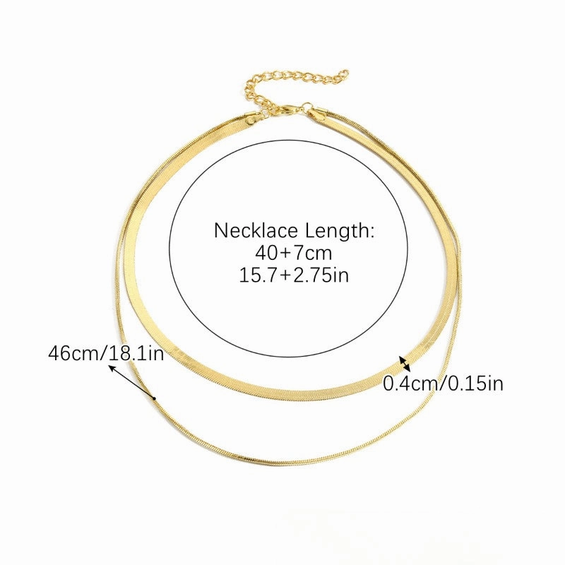 Wholesale Simple Flat Snake Chain Snake Bone Versatile Multi Layered Metal Necklaces