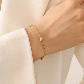 Wholesale Simple Four Heart Titanium Steel Bracelet