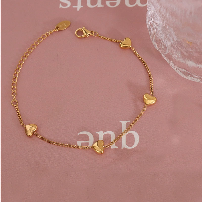 Wholesale Simple Four Heart Titanium Steel Bracelet
