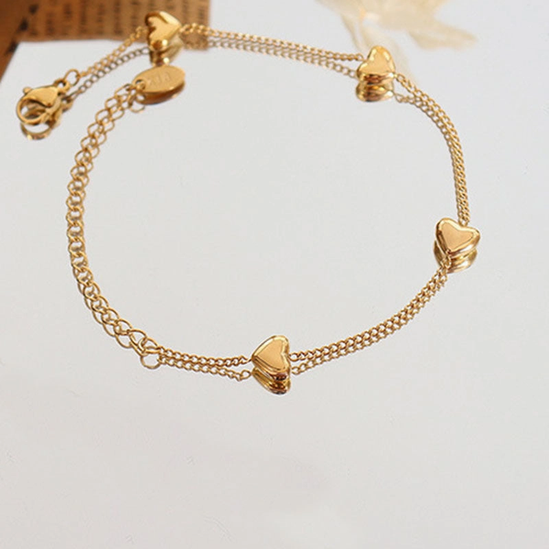 Wholesale Simple Four Heart Titanium Steel Bracelet